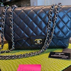 SOLD! Chanel Jumbo Single Flap in Black Caviar